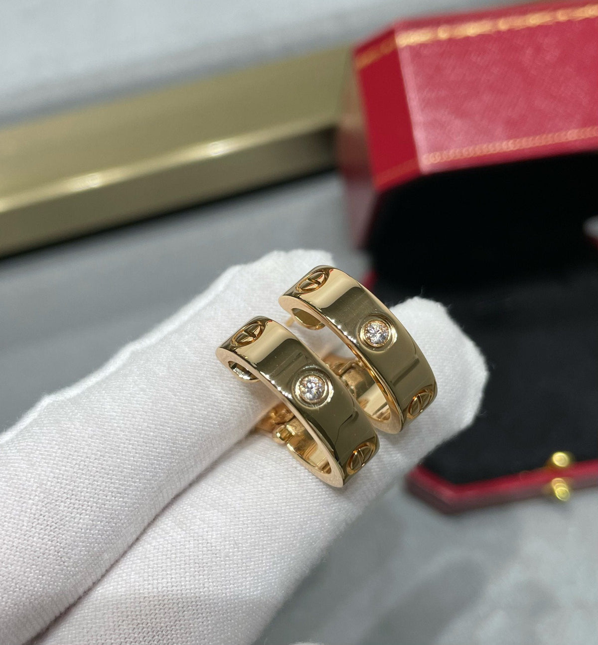 [Super CiCi ]LOVE 5.5MM 1 DIAMOND EARRINGS