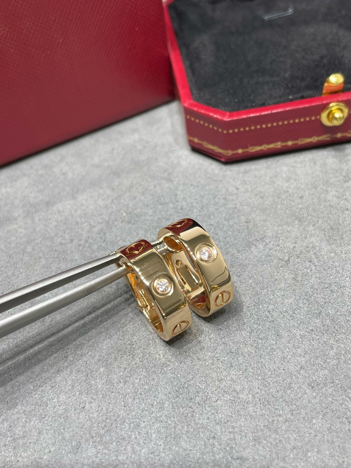 [Super CiCi ]LOVE 5.5MM 1 DIAMOND EARRINGS