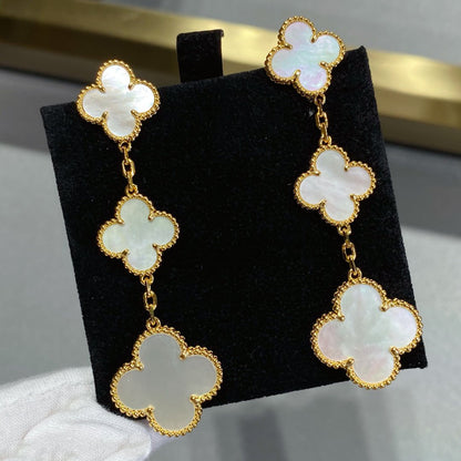 [Super CiCi ]CLOVER MOP 3 MOTIFS GOLD EARRINGS