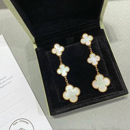 [Super CiCi ]CLOVER MOP 3 MOTIFS GOLD EARRINGS