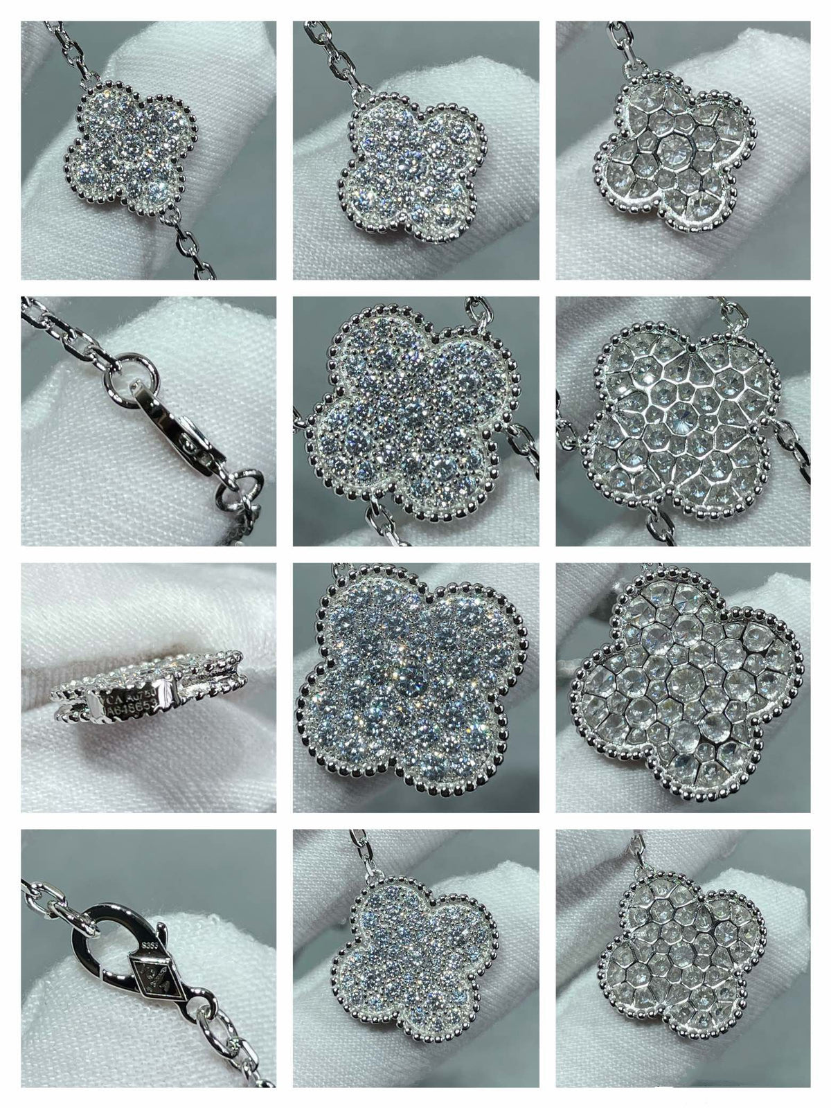 [Super CiCi ]CLOVER 6 MOTIF DIAMOND PAVED NECKLACE