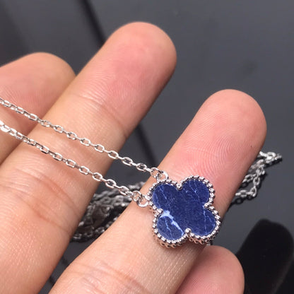 [Super CiCi ]CLOVER PIETERSITE SILVER LONG NECKLACE