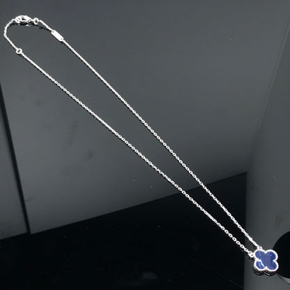 [Super CiCi ]CLOVER PIETERSITE SILVER LONG NECKLACE