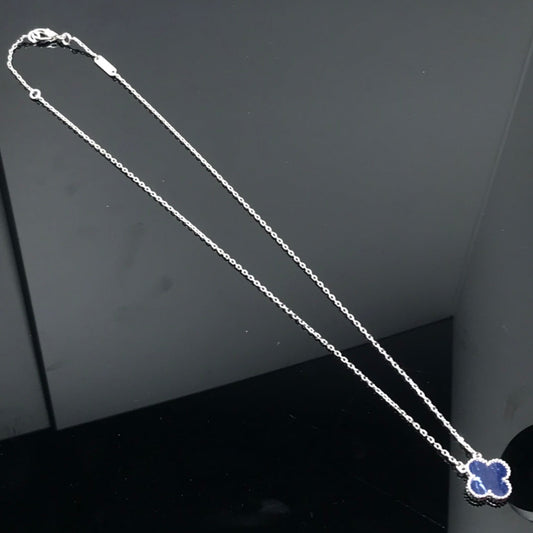 [Super CiCi ]CLOVER PIETERSITE SILVER LONG NECKLACE