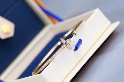 [Super CiCi ]IDYLLE PINK GOLD OPEN BRACELET DIAMOND PAVED