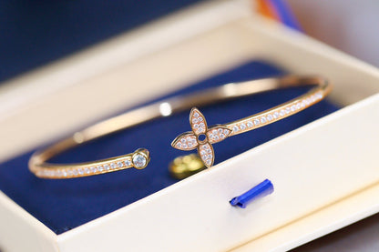 [Super CiCi ]IDYLLE PINK GOLD OPEN BRACELET DIAMOND PAVED