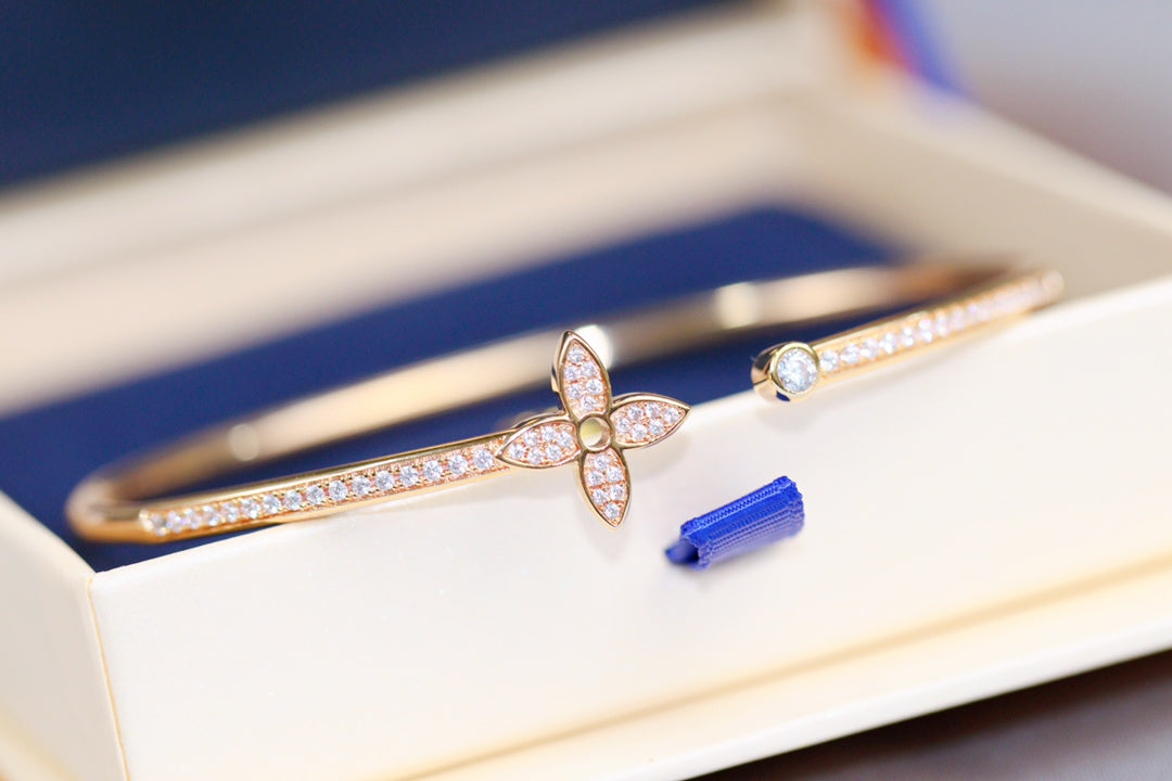 [Super CiCi ]IDYLLE PINK GOLD OPEN BRACELET DIAMOND PAVED