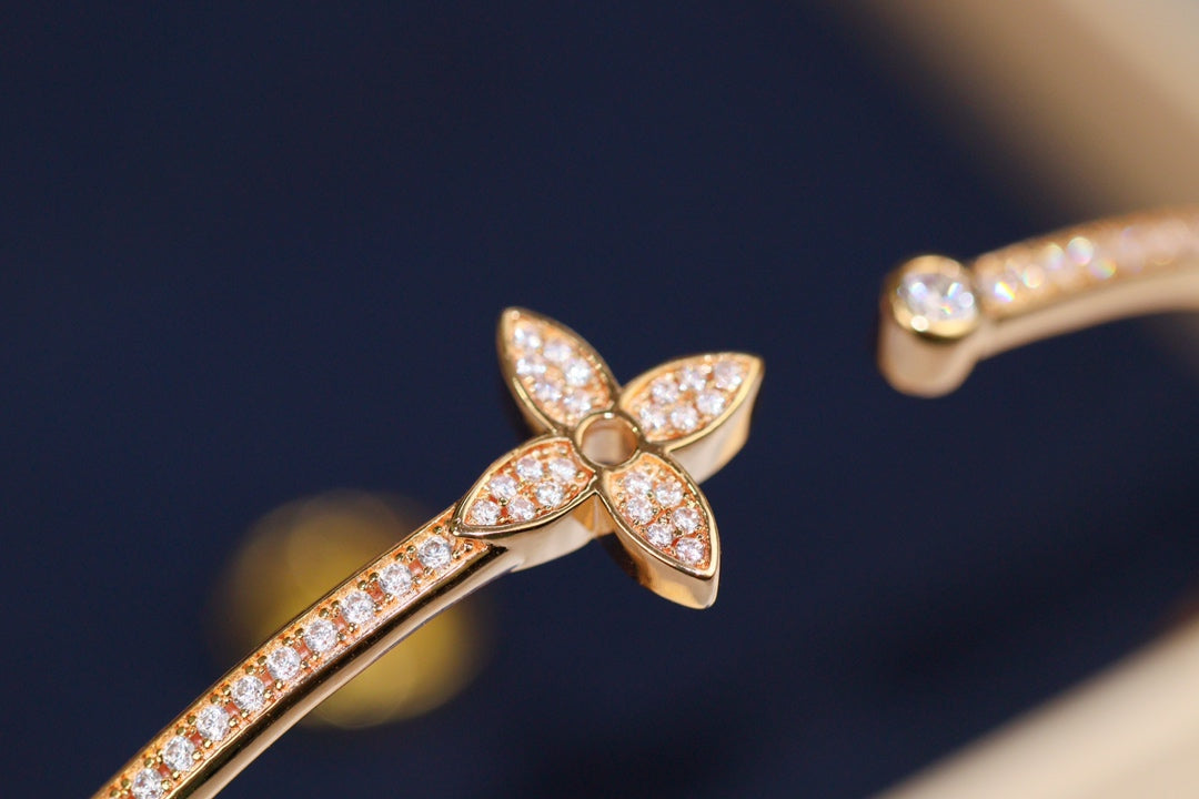 [Super CiCi ]IDYLLE PINK GOLD OPEN BRACELET DIAMOND PAVED