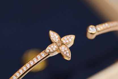 [Super CiCi ]IDYLLE PINK GOLD OPEN BRACELET DIAMOND PAVED