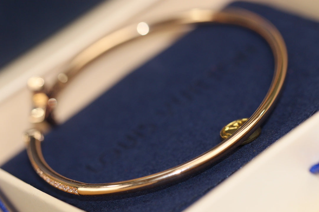 [Super CiCi ]IDYLLE PINK GOLD OPEN BRACELET DIAMOND PAVED