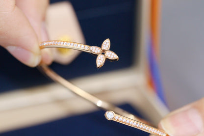 [Super CiCi ]IDYLLE PINK GOLD OPEN BRACELET DIAMOND PAVED