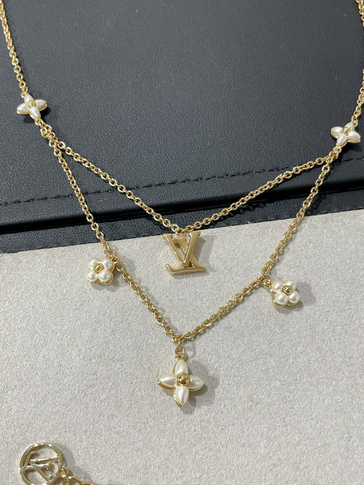 [Super CiCi ]FLOWERGRAM GOLD MOP DOUBLE ROW NECKLACE