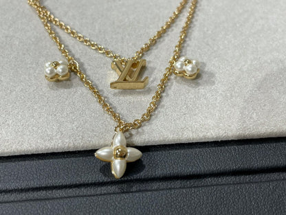 [Super CiCi ]FLOWERGRAM GOLD MOP DOUBLE ROW NECKLACE