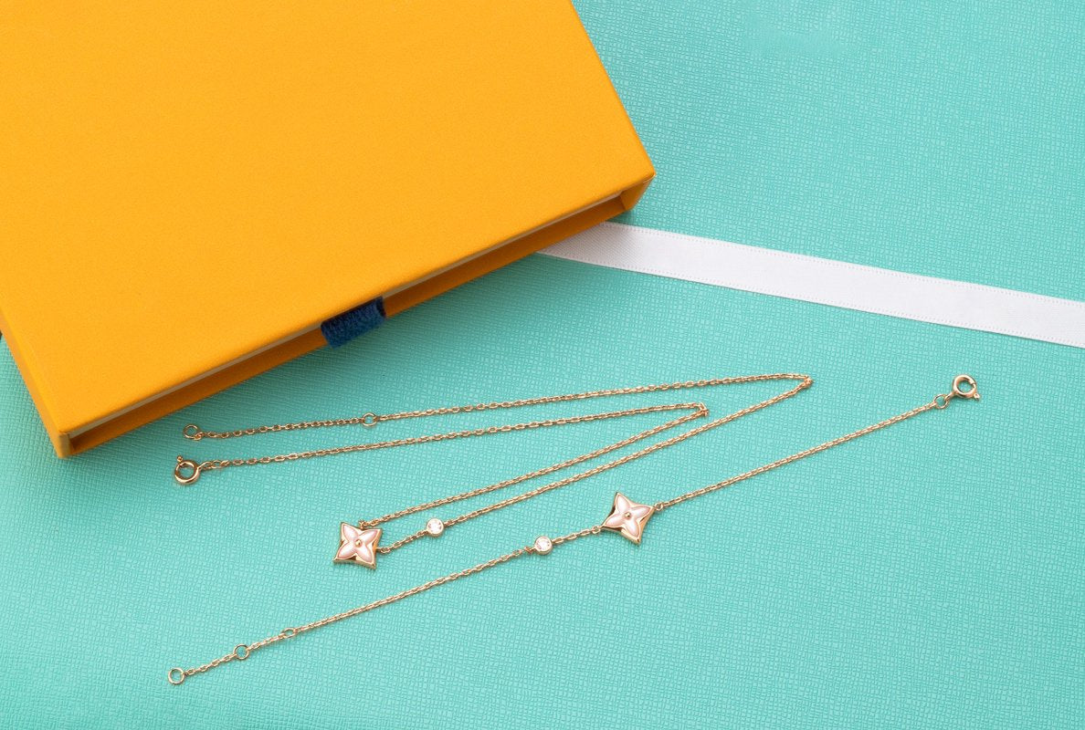 [Super CiCi ]STAR PINK MOP 1 DIAMOND PINK GOLD NECKLACE