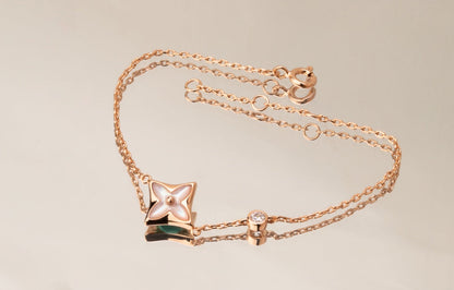 [Super CiCi ]STAR PINK MOP 1 DIAMOND PINK GOLD NECKLACE