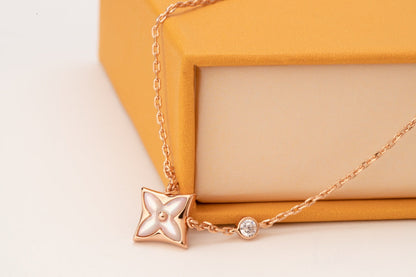 [Super CiCi ]STAR PINK MOP 1 DIAMOND PINK GOLD NECKLACE