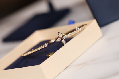 [Super CiCi ]IDYLLE GOLD OPEN BRACELET DIAMOND PAVED