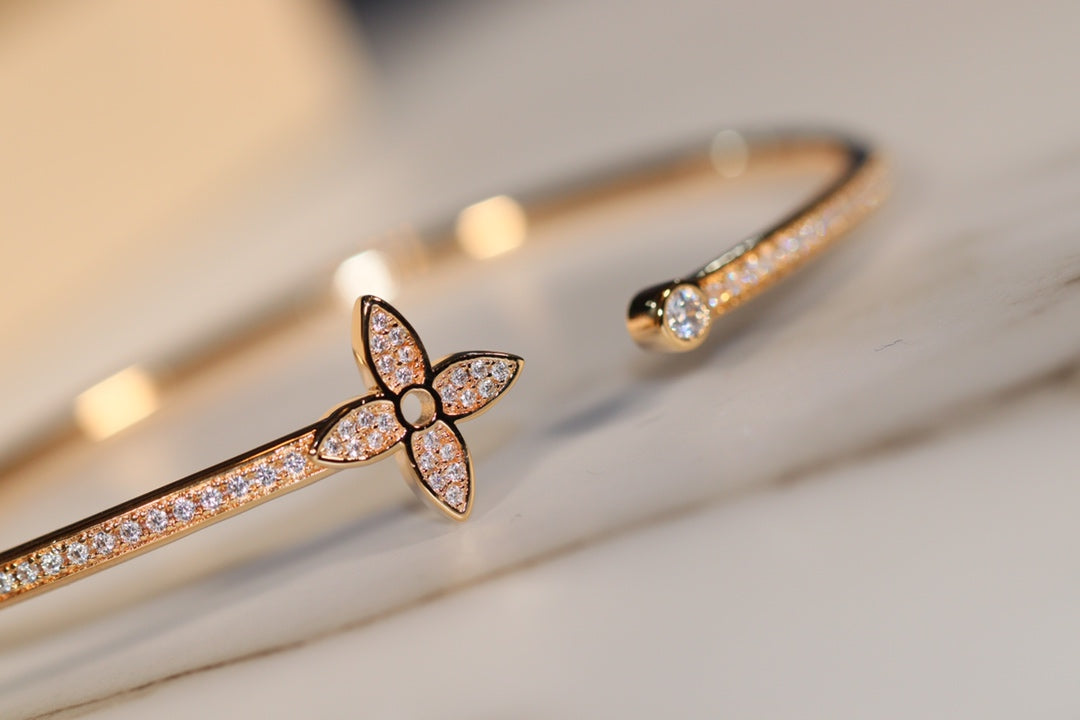 [Super CiCi ]IDYLLE GOLD OPEN BRACELET DIAMOND PAVED