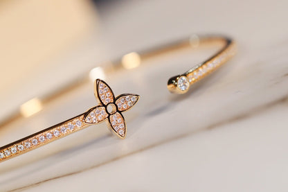 [Super CiCi ]IDYLLE GOLD OPEN BRACELET DIAMOND PAVED