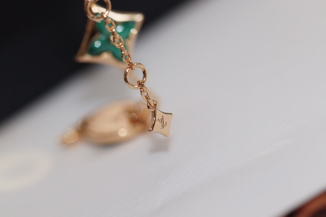 [Super CiCi ]STAR AND SUN 4 MOTIF PINK GOLD MALACHITE BRACELET