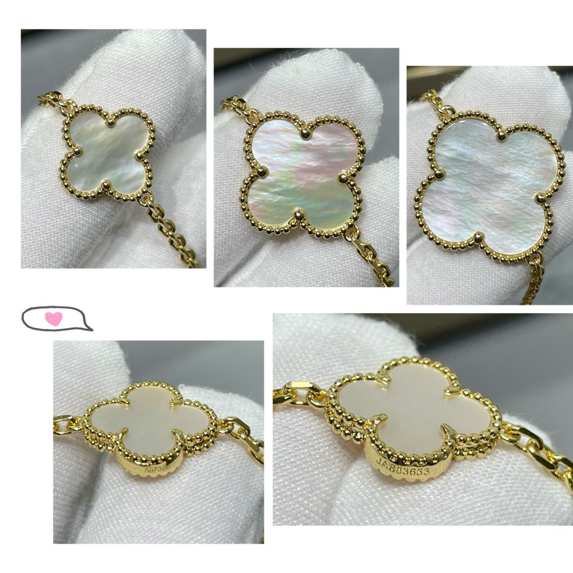 [Super CiCi ]CLOVER 16 MOTIF WHITE MOP GOLD NECKLACE