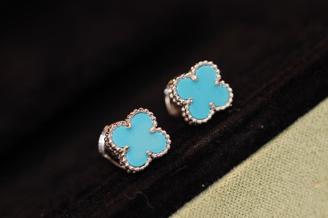 [Super CiCi ]CLOVER MINI TURQUOISE SILVER STUD EARRINGS