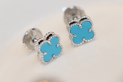 [Super CiCi ]CLOVER MINI TURQUOISE SILVER STUD EARRINGS