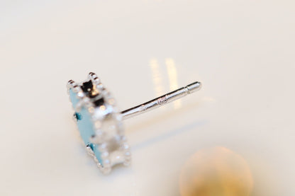 [Super CiCi ]CLOVER MINI TURQUOISE SILVER STUD EARRINGS
