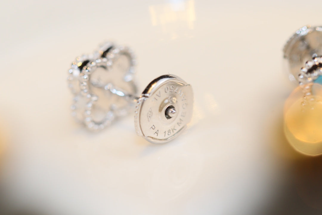 [Super CiCi ]CLOVER MINI TURQUOISE SILVER STUD EARRINGS