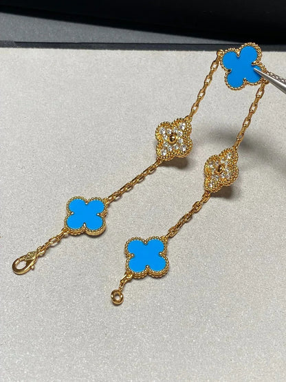 [Super CiCi ] CLOVER 5 MOTIF BLUE AGATE BRACELET COLLECTION