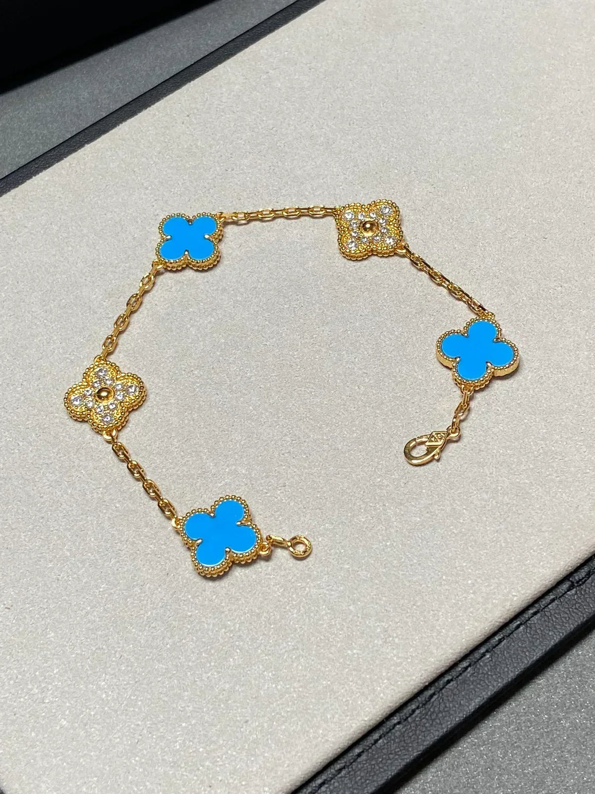 [Super CiCi ] CLOVER 5 MOTIF BLUE AGATE BRACELET COLLECTION