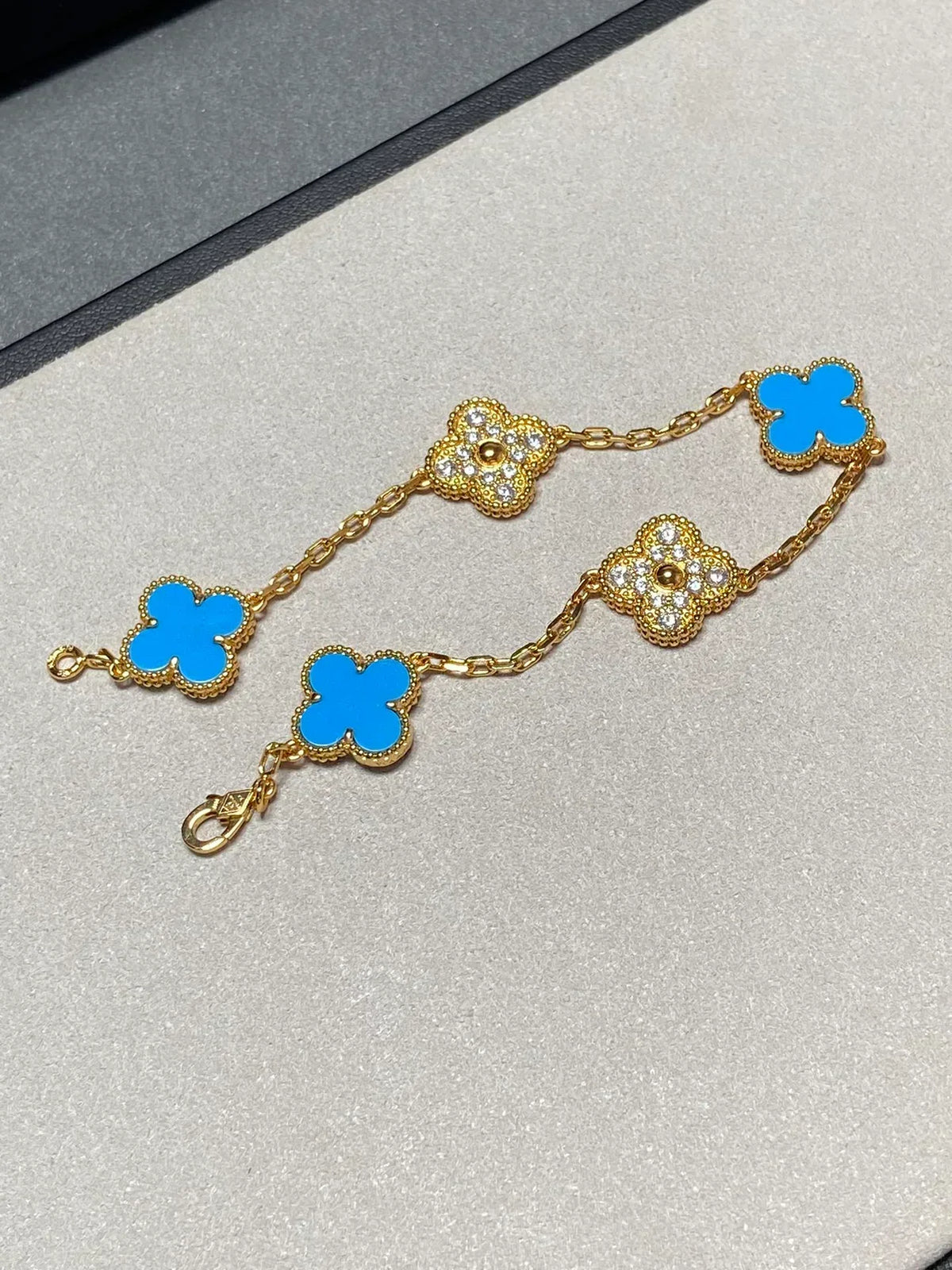 [Super CiCi ] CLOVER 5 MOTIF BLUE AGATE BRACELET COLLECTION