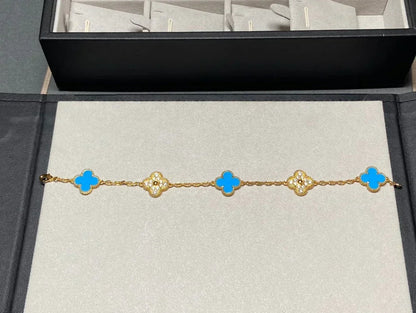 [Super CiCi ] CLOVER 5 MOTIF BLUE AGATE BRACELET COLLECTION