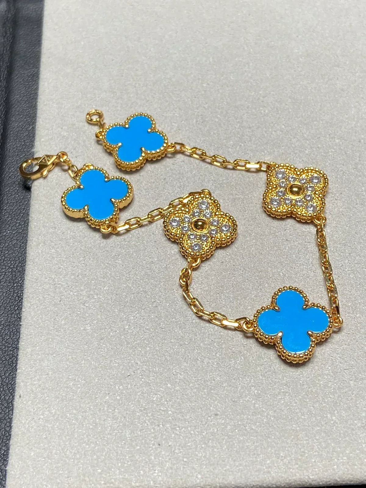 [Super CiCi ] CLOVER 5 MOTIF BLUE AGATE BRACELET COLLECTION