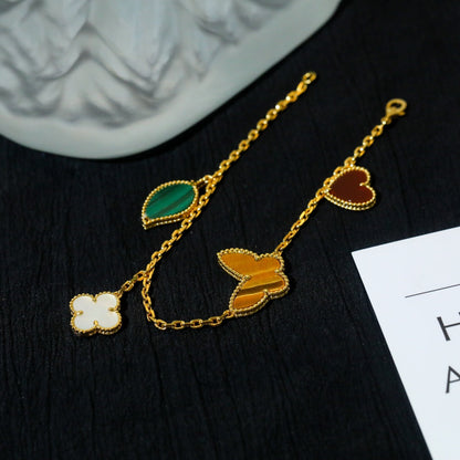 [Super CiCi ]LUCKY SPRING 5 MOTIF GOLD BRACELET