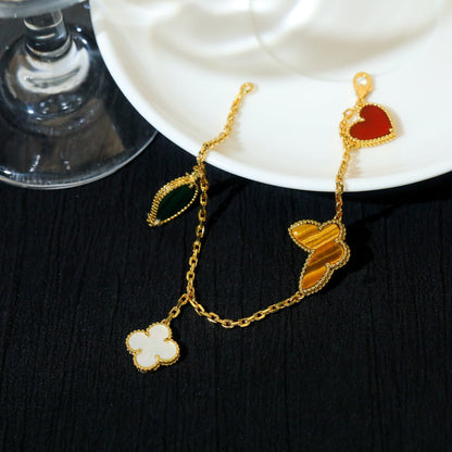 [Super CiCi ]LUCKY SPRING 5 MOTIF GOLD BRACELET