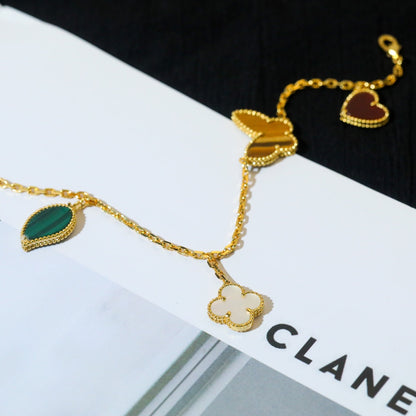 [Super CiCi ]LUCKY SPRING 5 MOTIF GOLD BRACELET