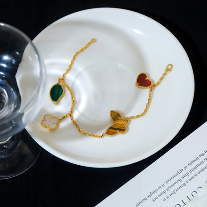 [Super CiCi ]LUCKY SPRING 5 MOTIF GOLD BRACELET
