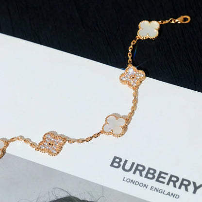 [Super CiCi ]CLOVER WHITE PEARL MOP 5 MOTIF BRACELET COLLECTION