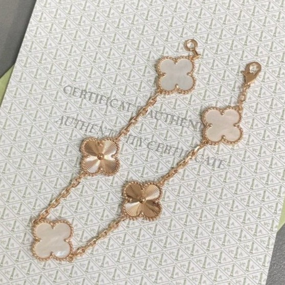 [Super CiCi ]CLOVER WHITE PEARL MOP 5 MOTIF BRACELET COLLECTION