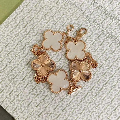 [Super CiCi ]CLOVER WHITE PEARL MOP 5 MOTIF BRACELET COLLECTION