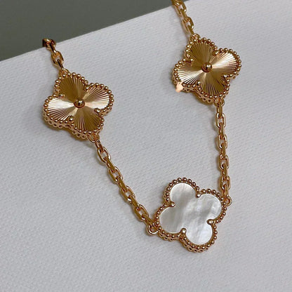 [Super CiCi ]CLOVER WHITE PEARL MOP 5 MOTIF BRACELET COLLECTION