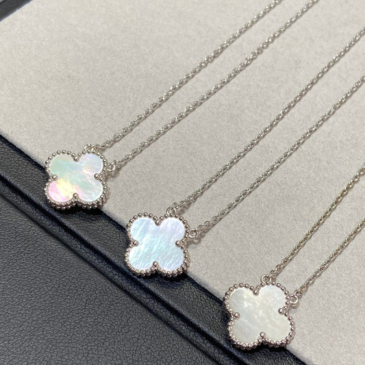 [Super CiCi ]CLOVER MEDIUM SILVER WHITE MOP NECKLACE