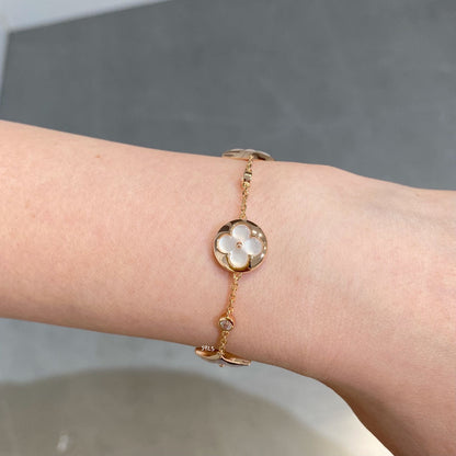 [Super CiCi ]STAR AND SUN 4 MOTIF WHITE MOP PINK GOLD BRACELET