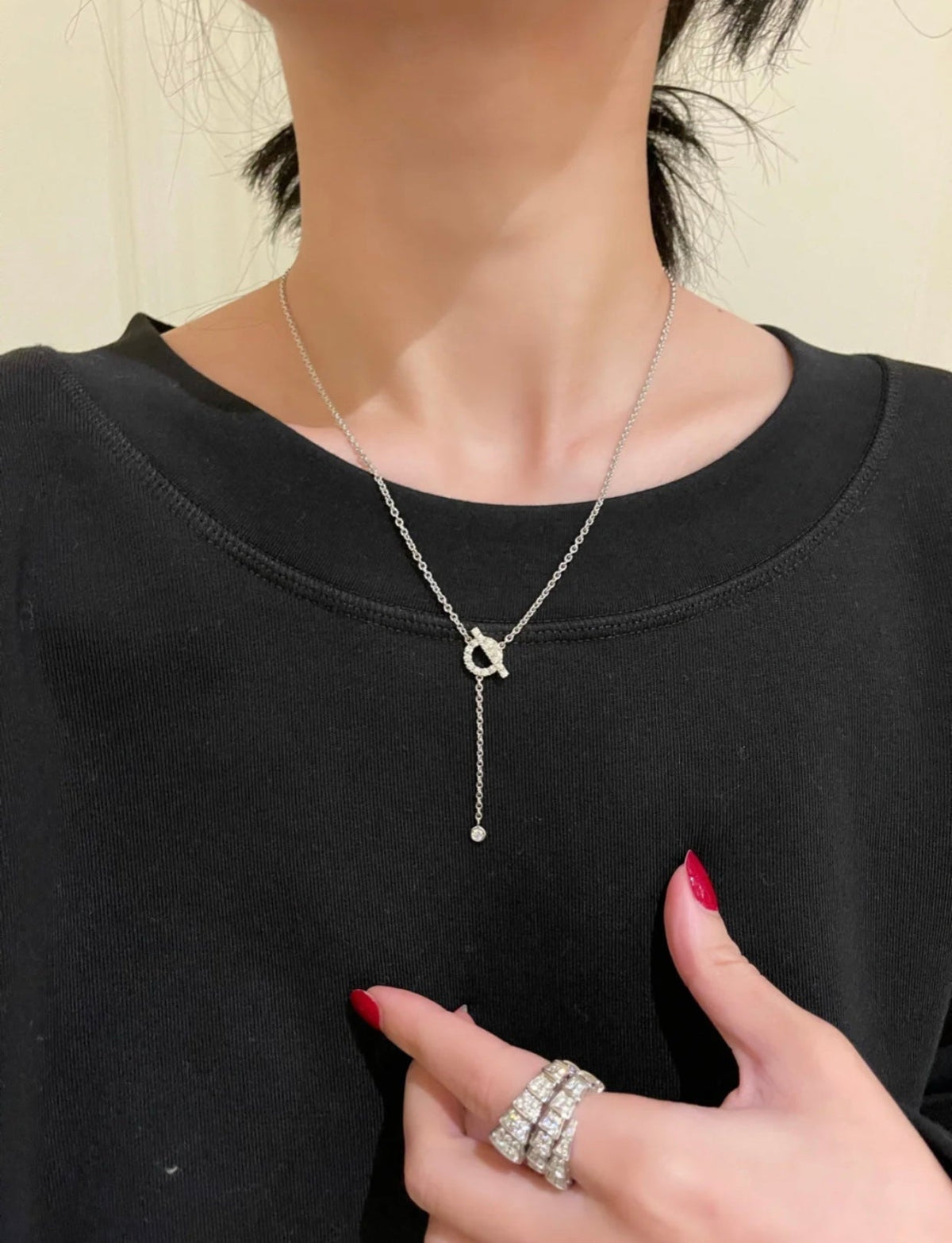 [Super CiCi ]FINESSE SILVER DIAMOND NECKLACE