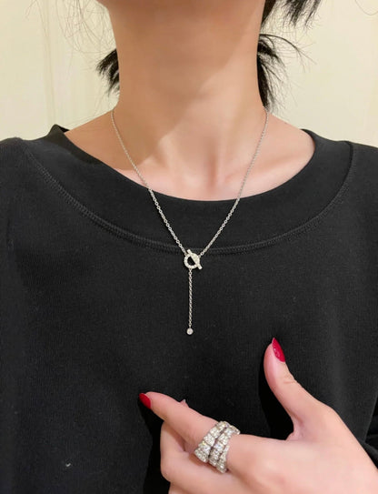 [Super CiCi ]FINESSE SILVER DIAMOND NECKLACE