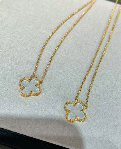 [Super CiCi ]CLOVER ROCK CRYSTAL ROSE GOLD NECKLACE