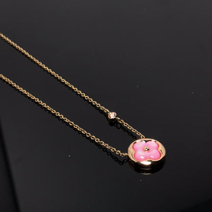 [Super CiCi ]COLOR BLOSSOM PINK MOP SUN GOLD NECKLACE