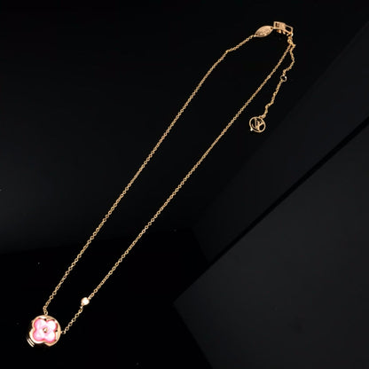 [Super CiCi ]COLOR BLOSSOM PINK MOP SUN GOLD NECKLACE