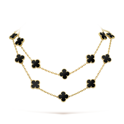 [Super CiCi ]CLOVER 20 MOTIFS ONYX NECKLACE
